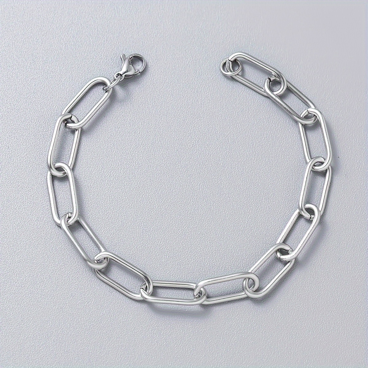 Men's Golden Paperclip Bracelet Stainless Steel Adjustable Chain Link Closure
